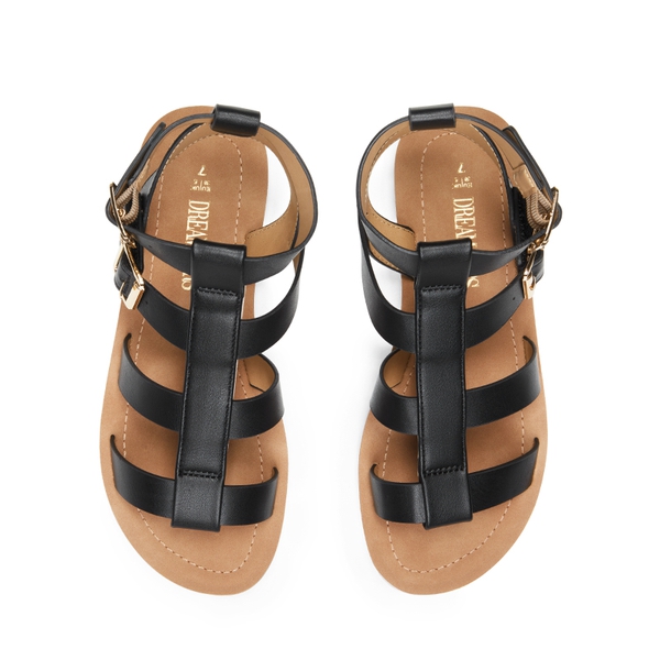 Cushioned Adjustable Gladiator Flat Sandals - BLACK - 5